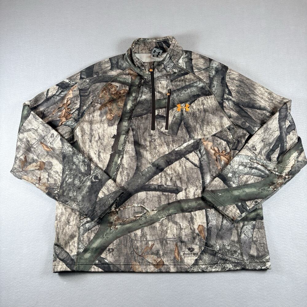 Under Armour Men's Large Realtree Camo Quarter Zip Pullover Hunting - Picture 2 of 7